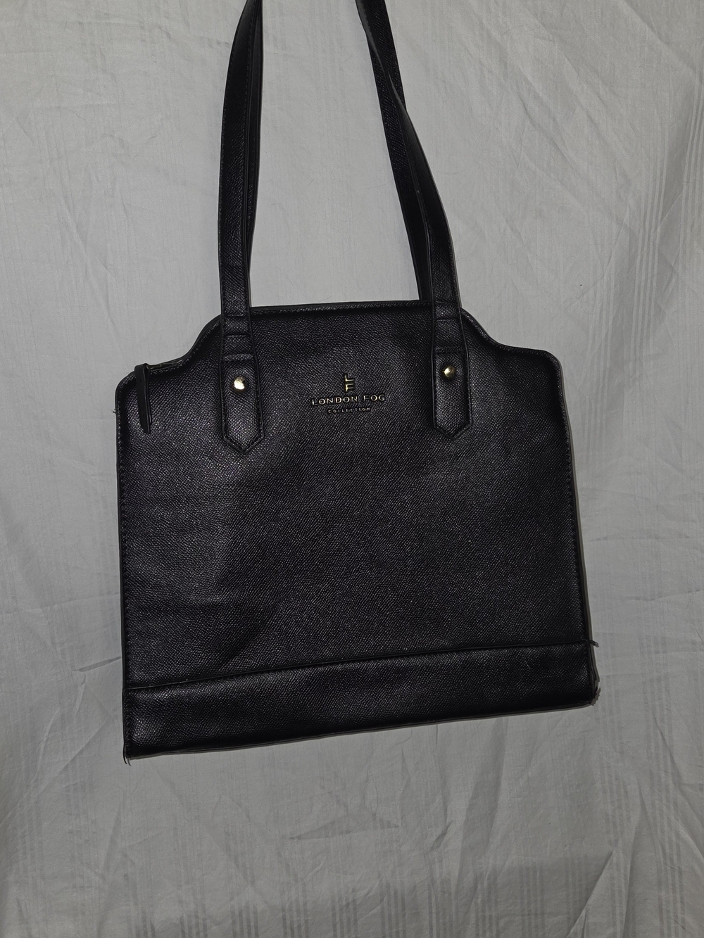 London Fog Black Structured Tote Bag